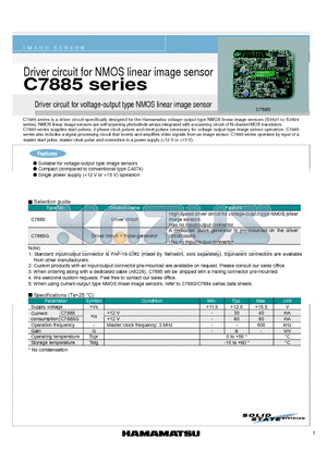 C7885 datasheet - Driver circuit for voltage-output type NMOS linear image sensor