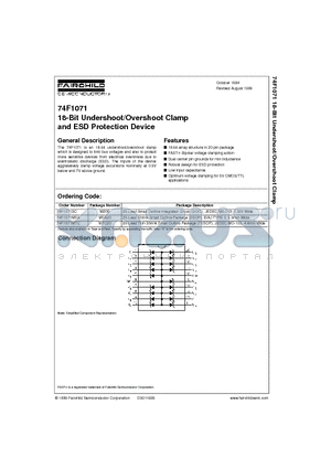 74F1071MSA datasheet - 18-Bit Undershoot/Overshoot Clamp