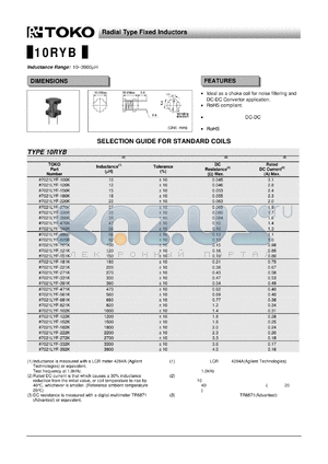 10RYB datasheet - Radial Type Fixed Inductors