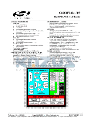 C8051F023 datasheet - 8K ISP FLASH MCU Family