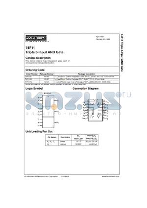 74F11 datasheet - Triple 3-Input AND Gate