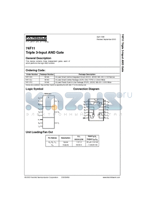 74F11 datasheet - Triple 3-Input AND Gate