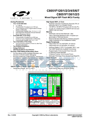 C8051F121 datasheet - Mixed Signal ISP Flash MCU Family