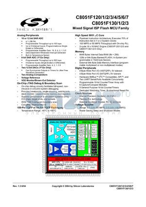 C8051F133 datasheet - Mixed Signal ISP Flash MCU Family