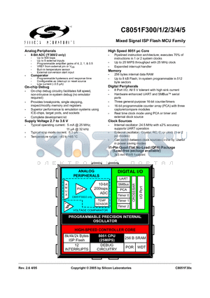 C8051F302-GM datasheet - Mixed Signal ISP Flash MCU Family