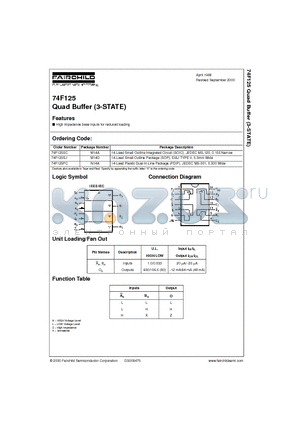 74F125SC datasheet - Quad Buffer (3-STATE)