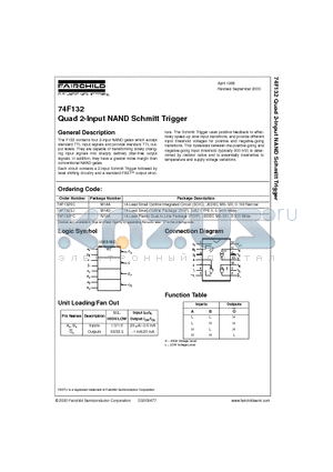 74F132PC datasheet - Quad 2-Input NAND Schmitt Trigger