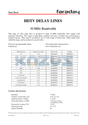 DF28B0050 datasheet - HDTV DELAY LINES