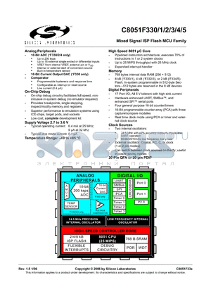 C8051F332 datasheet - Mixed Signal ISP Flash MCU Family