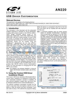 C8051F342 datasheet - USB DRIVER CUSTOMIZATION