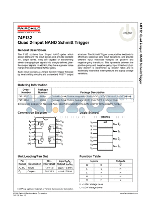 74F132SC datasheet - Quad 2-Input NAND Schmitt Trigger