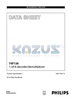 74F138 datasheet - 1-of-8 decoder/demultiplexer