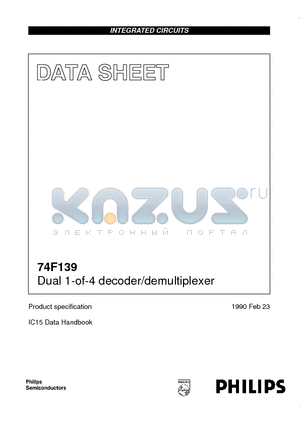 74F139 datasheet - Dual 1-of-4 decoder/demultiplexer