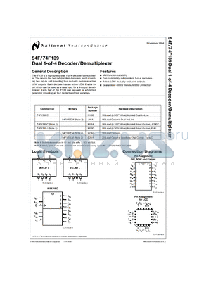 74F139SC datasheet - Dual 1-of-4 Decoder/Demultiplexer
