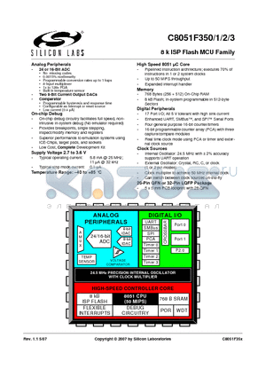 C8051F351-GM datasheet - 8 k ISP Flash MCU Family