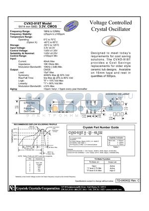 CVXO-918T-25-49.152 datasheet - Voltage Controlled Crystal Oscillator