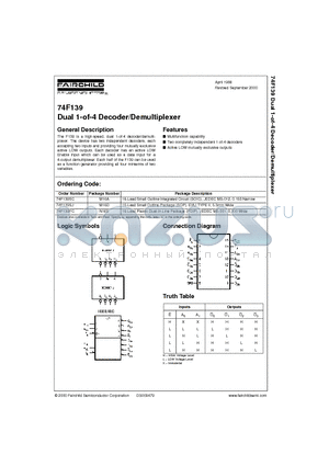 74F139SC datasheet - Dual 1-of-4 Decoder/Demultiplexer