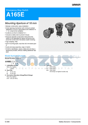 A16ZJ-3003 datasheet - Mounting Aperture of 16 mm