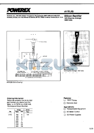 A170 datasheet - SILICON RECTIFIER