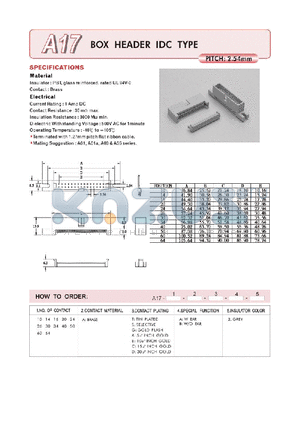 A1710AGA2 datasheet - BOX HEADER IDC TYPE