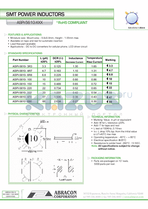 ASPI-5610-220 datasheet - SMT POWER INDUCTORS