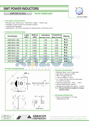 ASPI-5610-330 datasheet - SMT POWER INDUCTORS