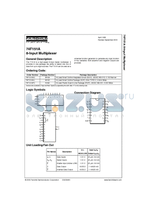 74F151ASC datasheet - 8-Input Multiplexer