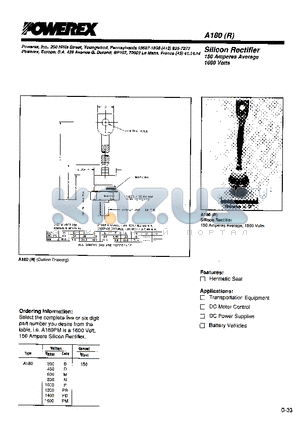 A180R datasheet - SILICON RECTIFIER