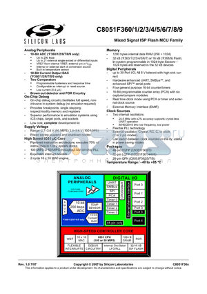 C8051F367-GM2 datasheet - Mixed Signal ISP Flash MCU Family