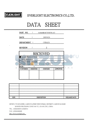 A1844B/4UY/S530-A3 datasheet - 3.0mm Round Type LED Lamps