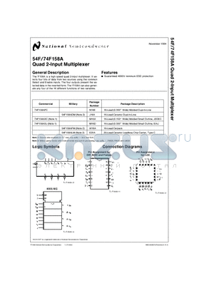 74F158ADMX datasheet - Quad 2-Input Multiplexer