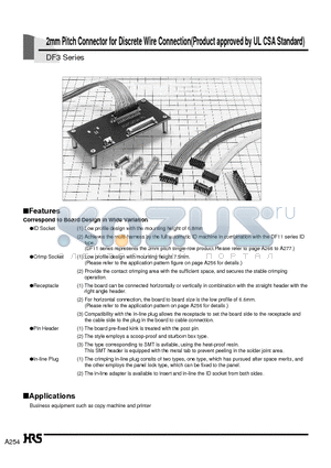 DF3-6P-2A datasheet - 2mm Pitch Connector for Discrete Wire Connection(Product approved by UL CSA Standard)