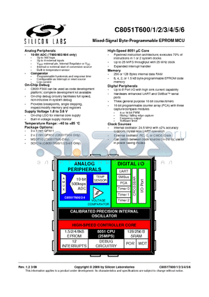 C8051T600-GM datasheet - Mixed-Signal Byte-Programmable EPROM MCU