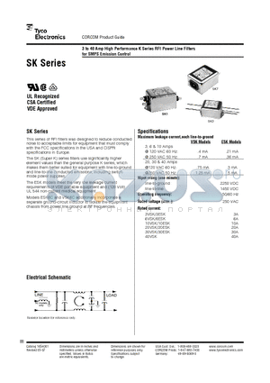 10VSK3 datasheet - 3 to 40 Amp High Performance K Series RFI Power Line Filters for SMPS Emission Control