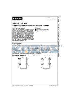 74F160APC datasheet - Synchronous Presettable BCD Decade Counter