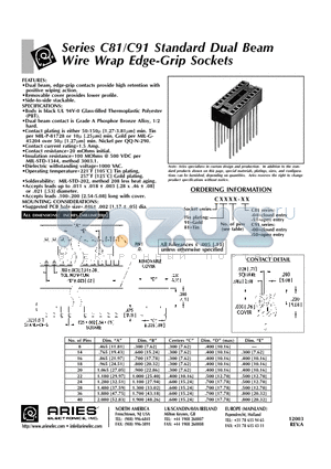 C8108-04 datasheet - Standard Dual Beam Wire Wrap Edge-Grip Sockets