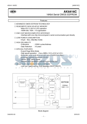 AK6416CH datasheet - 16Kbit Serial CMOS EEPROM