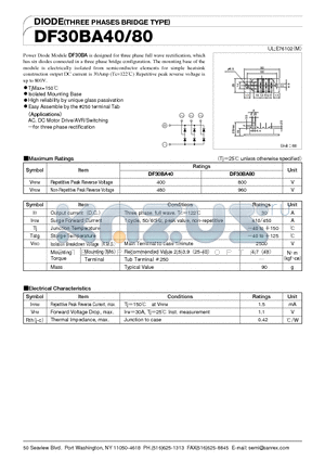 DF30BA40 datasheet - DIODE(THREE PHASES BRIDGE TYPE)