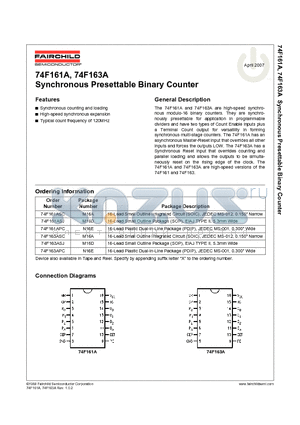 74F161ASJ datasheet - Synchronous Presettable Binary Counter