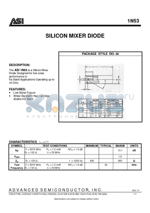 1N53 datasheet - SILICON MIXER DIODE