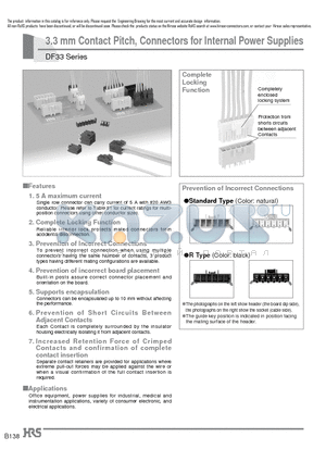 DF33-12RS-3.3DSA datasheet - 3.3 mm Contact Pitch, Connectors for Internal Power Supplies