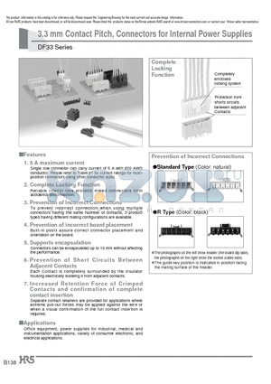 DF33-2DS-3.3C datasheet - 3.3 mm Contact Pitch, Connectors for Internal Power Supplies