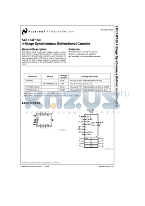 74F169SC datasheet - 4-Stage Synchronous Bidirectional Counter