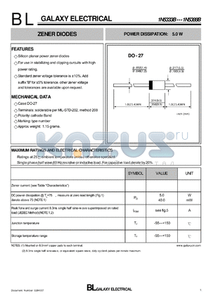 1N5333B datasheet - ZENER DIODES