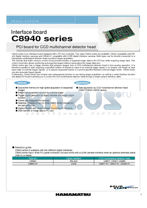 C8940 datasheet - PCI board for CCD multichannel detector head