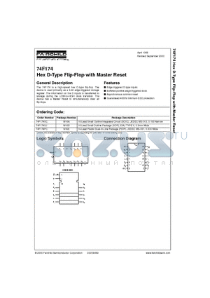 74F174PC datasheet - Hex D-Type Flip-Flop with Master Reset