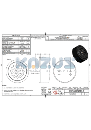 AST-03032MR-R datasheet - Speaker