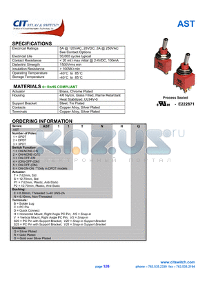 AST13SN datasheet - CIT SWITCH