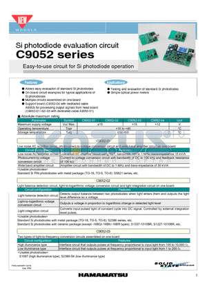 C9052-04 datasheet - Si photodiode evaluation circuit