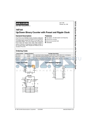 74F191 datasheet - Up/Down Binary Counter with Preset and Ripple Clock